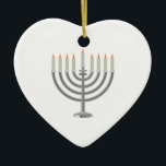 Lit Silver Hanukkah Menorah with Star of David Ceramic Ornament<br><div class="desc">Lit Silver Hanukkah Menorah with Star of David. Perfect for celebrating Hanukkah! 
 Did you know? You can customise this item by clicking "Customise It"!</div>