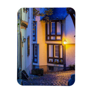 Lit Street Lamp on Cobbled Street Magnet