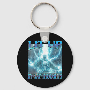 Lit Up By Gay Thoughts - Funny Hard Lightning Skel Key Ring