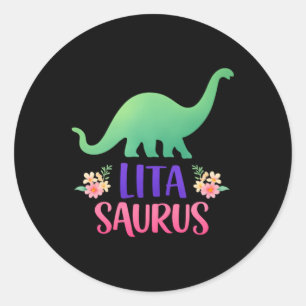Lita Saurus Spanish Grandma Mothers Day Christmas Classic Round Sticker