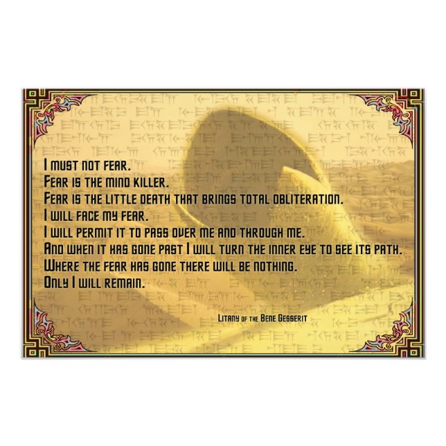 Litany Against Fear Shai Hulud and Fremen Text Photo Print (Front)
