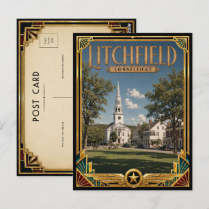 Litchfield Connecticut Vintage Art Deco Golden Age Postcard