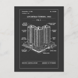 Litchfield Towers Blueprint Skyline Postcard