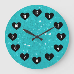Lite Blue Glimmer With Heart Wall Clock