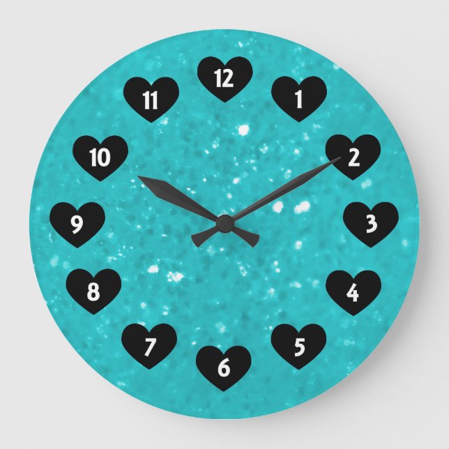 Lite Blue Glimmer With Heart Wall Clock (Front)