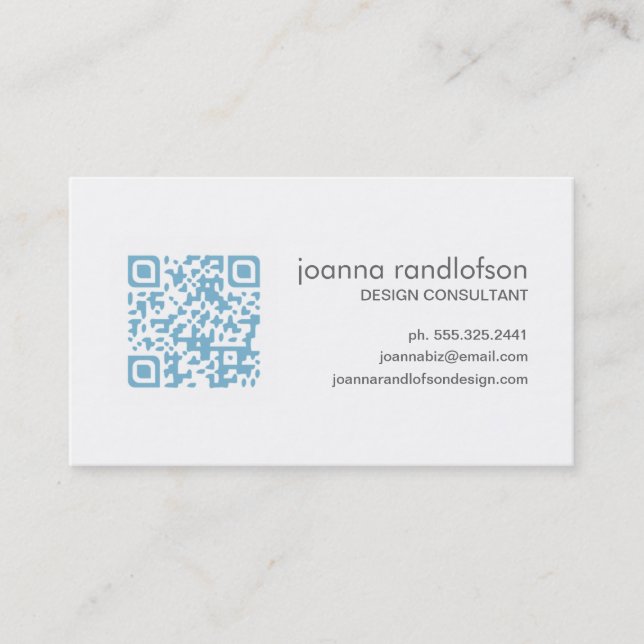 Lite Blue QR CODE Business Card (Front)