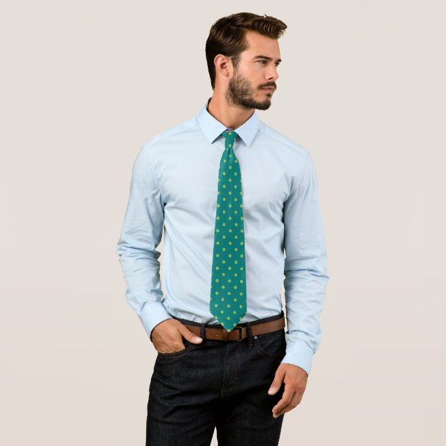 Lite & Dark Green Polka-Dot Seamless Pattern Tie (In Situ)