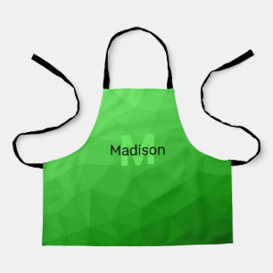 Lite green gradient geometry mesh pattern Monogram Apron