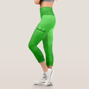 Lite green gradient geometry mesh pattern Monogram Capri Leggings
