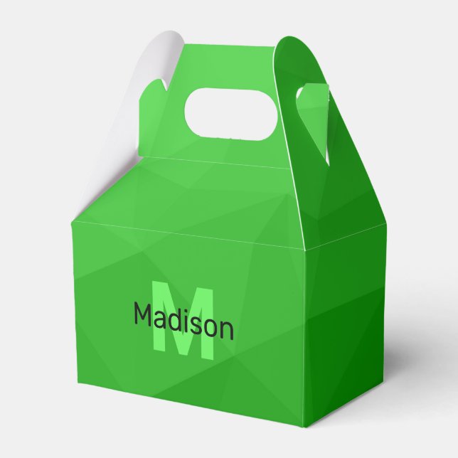 Lite green gradient geometry mesh pattern Monogram Favour Box (Front Side)