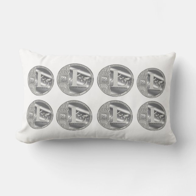 Litecoin  and Bitcoin pillow. Lumbar Cushion (Front)