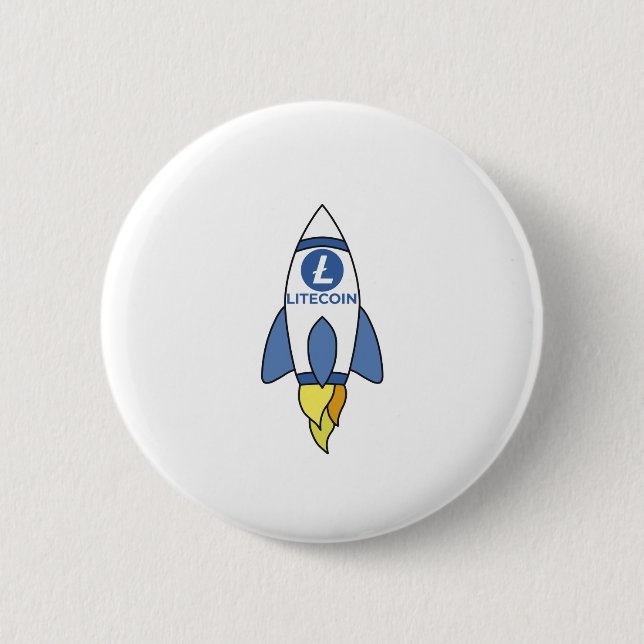 Litecoin To The Moon Rocket 6 Cm Round Badge (Front)