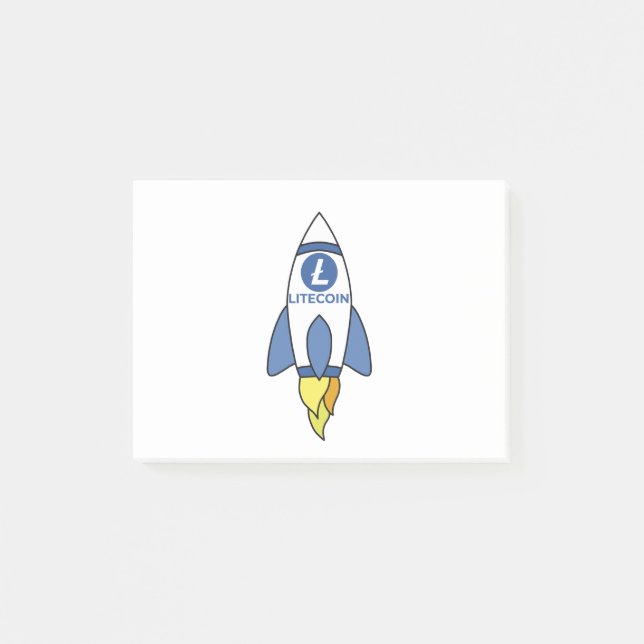 Litecoin To The Moon Rocket Post-it Notes (Front)