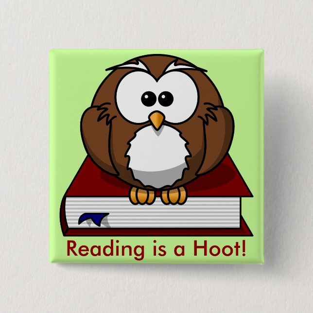 Literacy Awareness: Reading is a Hoot 15 Cm Square Badge (Front)