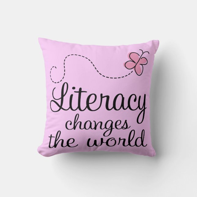 Literacy Reading Quote Throw Pillow (Front)