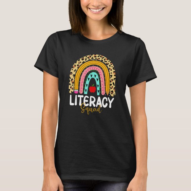 Literacy Squad Leopard Rainbow Healthcare Doctor W T-Shirt (Front)
