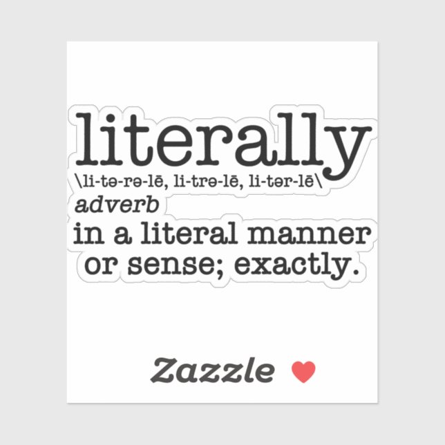 Literally Definition English Grammar (Sheet)