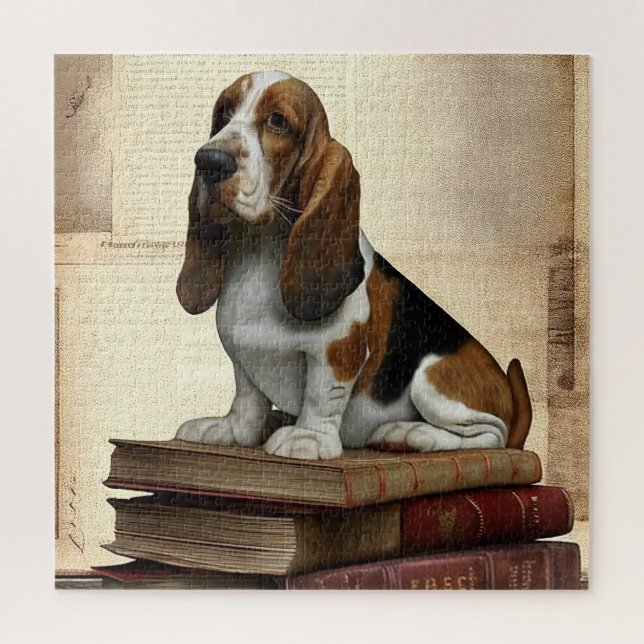 Literary Basset Hound Jigsaw Puzzle (Vertical)