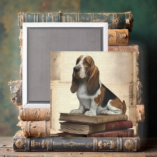 Literary Basset Hound Magnet