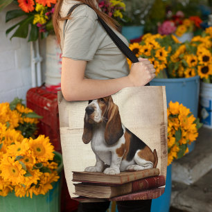 Literary Basset Hound Tote Bag