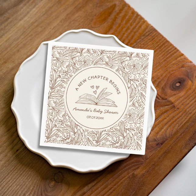 Literary Book Baby Shower A New Chapter Begins   Napkin (Literary Book Baby Shower A New Chapter Begins Napkins)