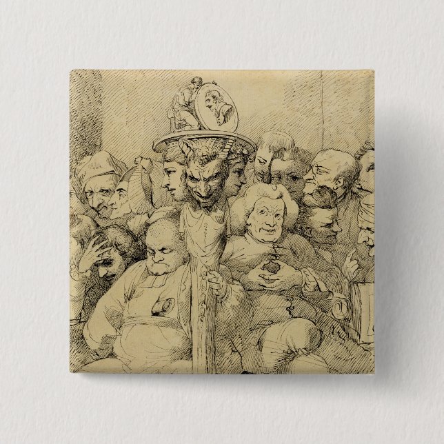 Literary Characters Assembled Around the Medallion 15 Cm Square Badge (Front)