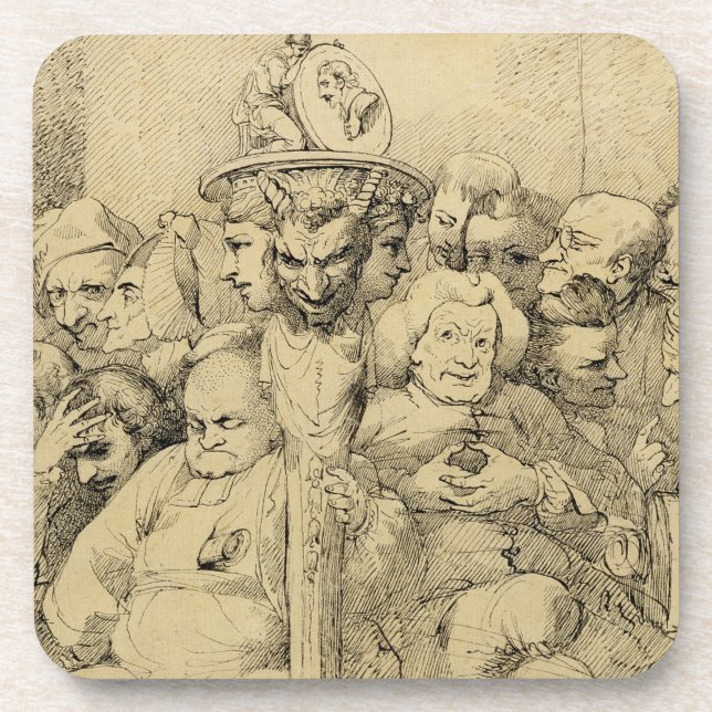 Literary Characters Assembled Around the Medallion Coaster (Front)