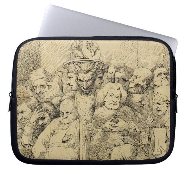 Literary Characters Assembled Around the Medallion Laptop Sleeve (Front)