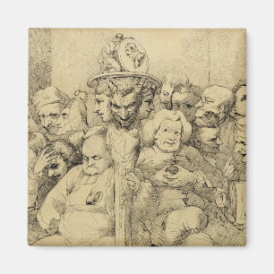 Literary Characters Assembled Around the Medallion Magnet