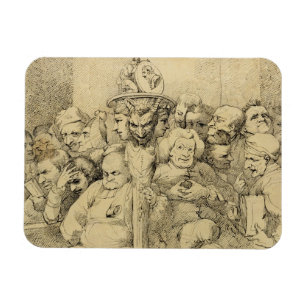 Literary Characters Assembled Around the Medallion Magnet