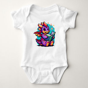 Literary Dragon: 8-Bit Bookworm Fantasy Baby Bodysuit