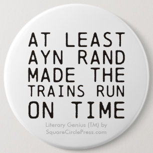 Literary Genius: Ayn Rand Trains 6 Cm Round Badge
