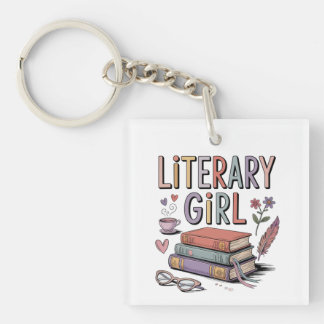 Literary Girl Grocery Tote Bag, Book Lover Tote Key Ring