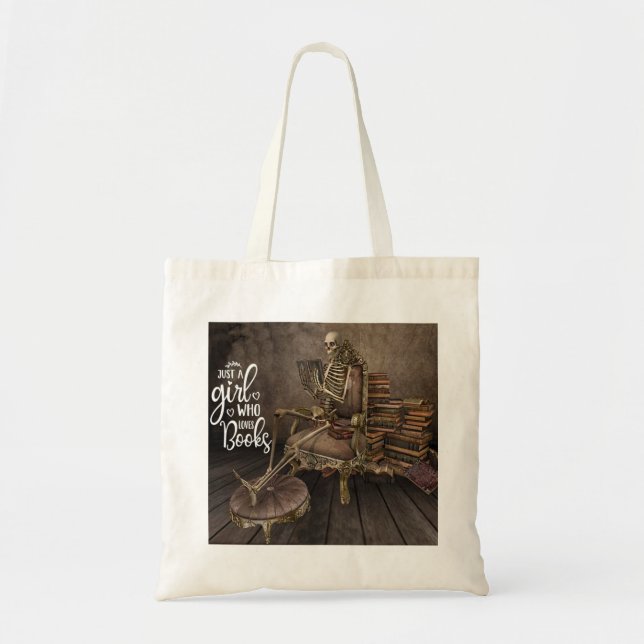 Literary Lovelies Skeleton Girl Tote Bag (Front)