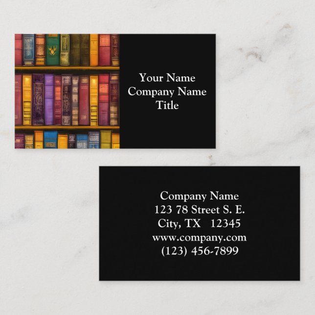 Literary Treasures - Classic Old Books Business Card (Front/Back)
