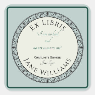 Literature Quotation Blue Bookplate Sticker