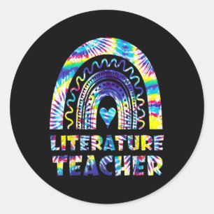 Literature Teacher Tie Dye Rainbow Back To School Classic Round Sticker