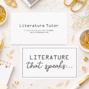 Literature that speaks, literature private lessons business card