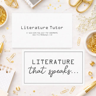 Literature that speaks, literature private lessons business card