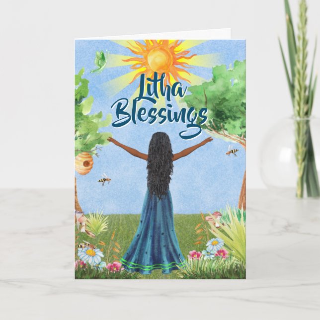 Litha Blessings Summer Solstice Greeting Card (Front)