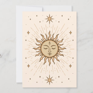 Litha Celestial Sun Face Summer Solstice Art Card