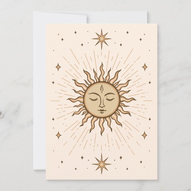 Litha Celestial Sun Face Summer Solstice Art Card (Front)