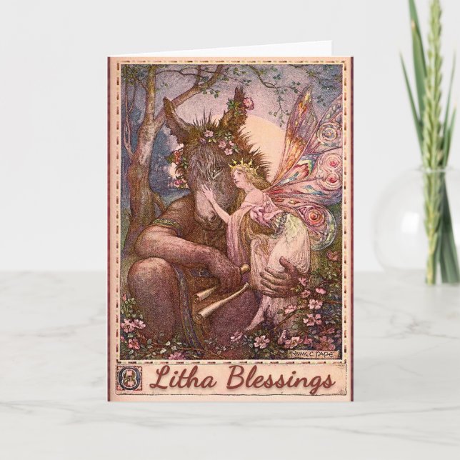 Litha Summer Solstice BlessingsPagan Greeting Card (Front)