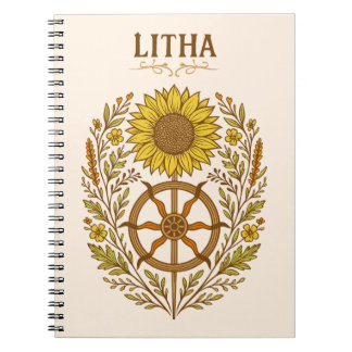 Litha Sunflower Wheel Summer Solstice Celestial Notebook