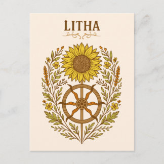 Litha Sunflower Wheel Summer Solstice Celestial Postcard