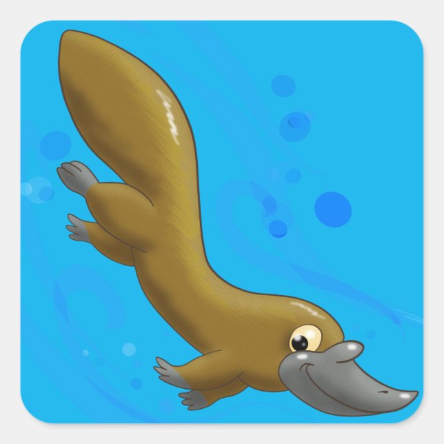 Lithe Little Cartoon Platypus Square Sticker (Front)