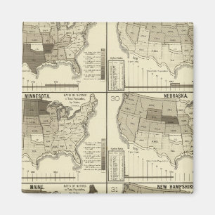 lithographed maps of United States Magnet