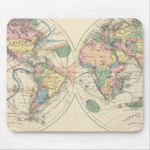 Lithographed World Map Mouse Pad