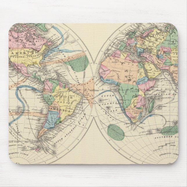 Lithographed World Map Mouse Pad (Front)