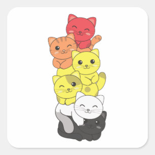 Lithsexual Flag Pride Lgbtq Cute Cat Pile Square S Sticker
